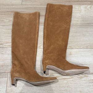 STAUD Camel Suede Heeled Boots
